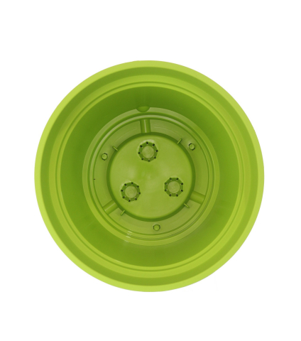 Pot rond vert plastique avec soucoupe
