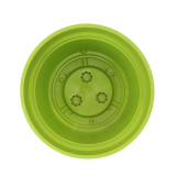 Pot rond vert plastique avec soucoupe