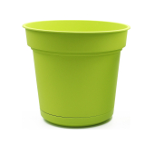 Pot rond vert plastique avec soucoupe