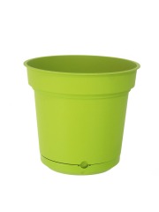 Pot rond vert plastique avec soucoupe
