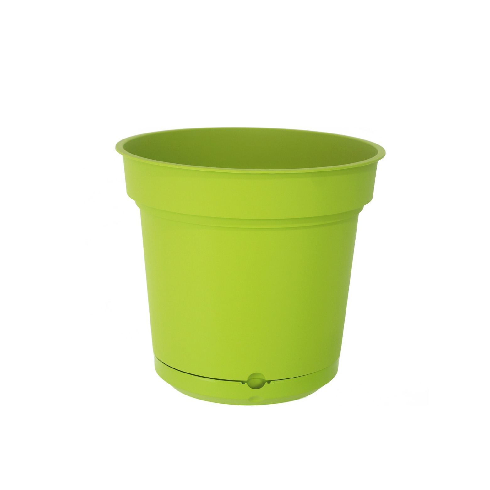 Pot rond vert plastique avec soucoupe